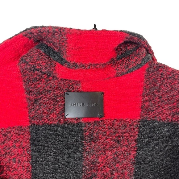 NWT Anine Bing Bobbi Wool Shacket Flannel Jacket Buffalo Check Red XS - Picture 8 of 13